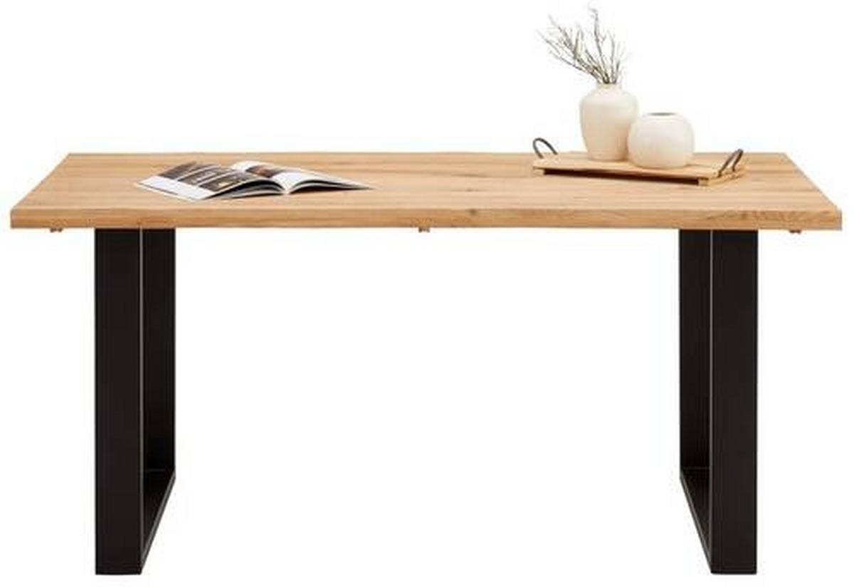 Jedilna Miza Wood, Hrast, Masivno, 160x90 - črna/naravne barve, Konvencionalno, kovina/les (160/75/90cm) - James Wood