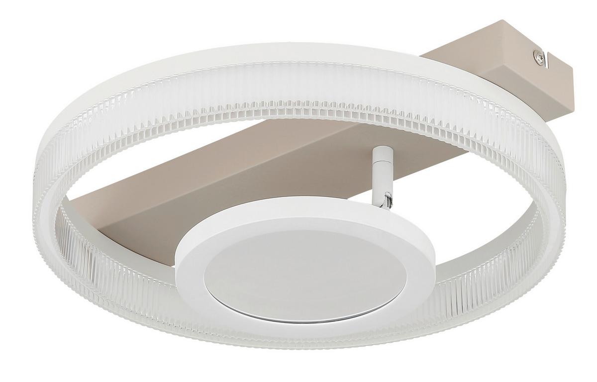 Led Stropna Svjetiljka Zara - bijela/boje pijeska, Design, metal/plastika (36/33/10cm) - Globo