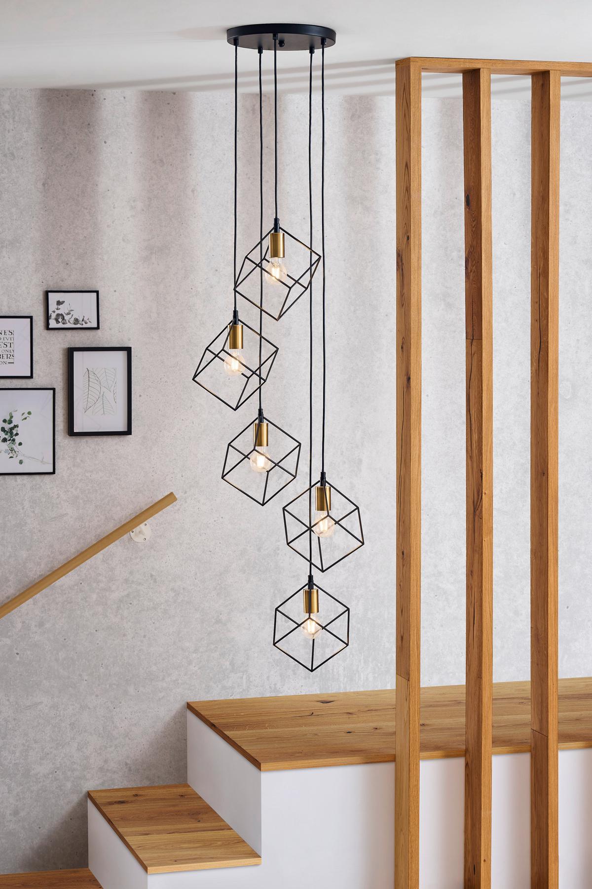 LAMPA WISZĄCA ICE SP5 NERO - kolor mosiężny/czarny, Design, metal (50/60-245,5cm)