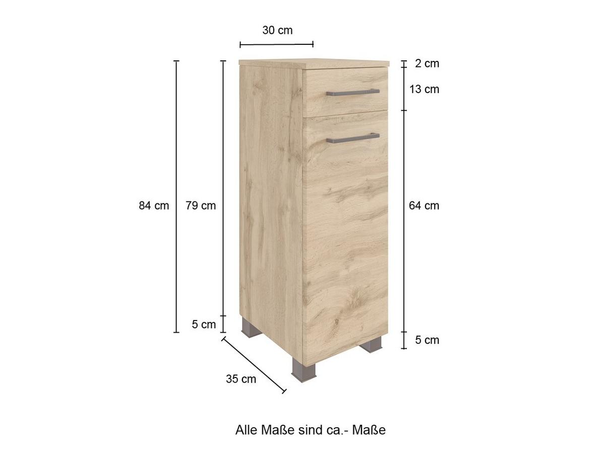 Badmöbel-Set Manchester B: 120 cm Eiche Wotan Dekor - Eichefarben, MODERN, Holzwerkstoff (120cm) - Held