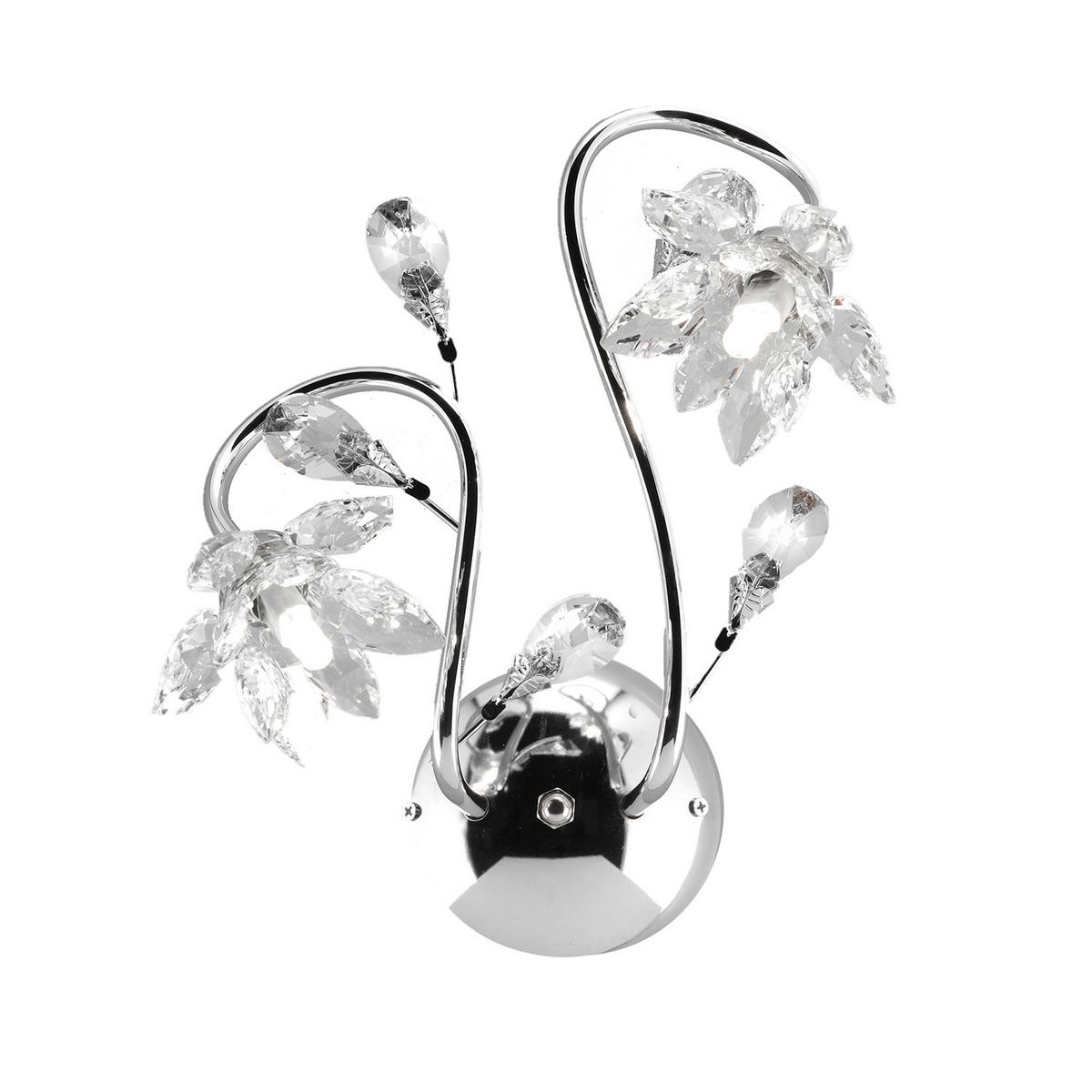 Wandleuchte Ninfea Chromfarben max. 3 Watt - Chromfarben, KONVENTIONELL, Glas/Metall (25/35cm)