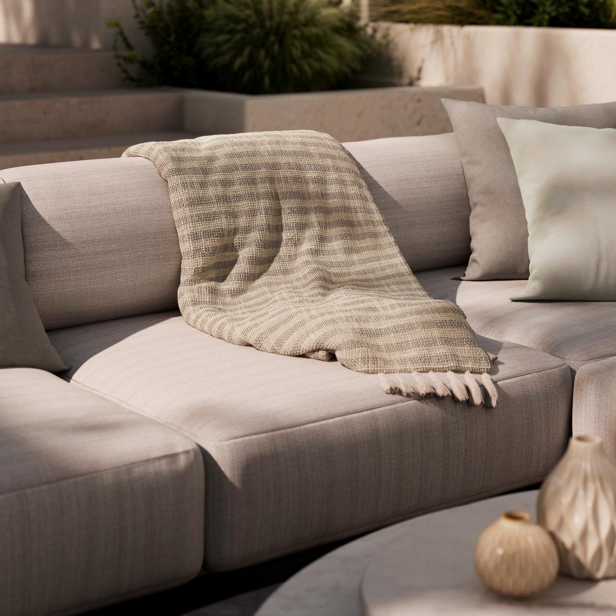 Decke Marion Beige ca. 130x170 cm - Grau, MODERN, Textil (130/170cm) - Bessagi Garden