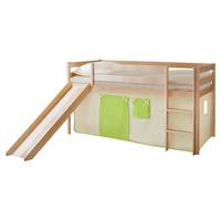 Spielbett "Manuel",aus Kiefer, grün/kieferfarben/beige - Beige/Kieferfarben, Natur, Holz (90/200cm) - MID.YOU