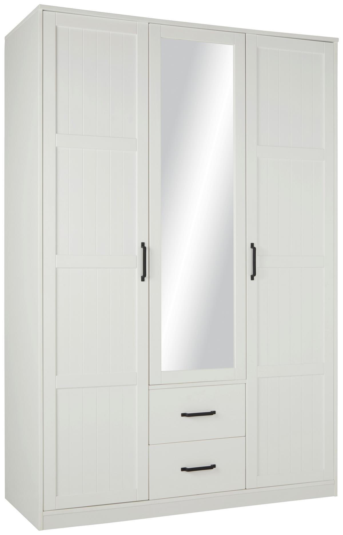 Drehtürenschrank aus Kiefer teilmassiv in Weiß - Schwarz/Weiß, ROMANTIK / LANDHAUS, Holz/Kunststoff (148/220/60cm) - Mömax