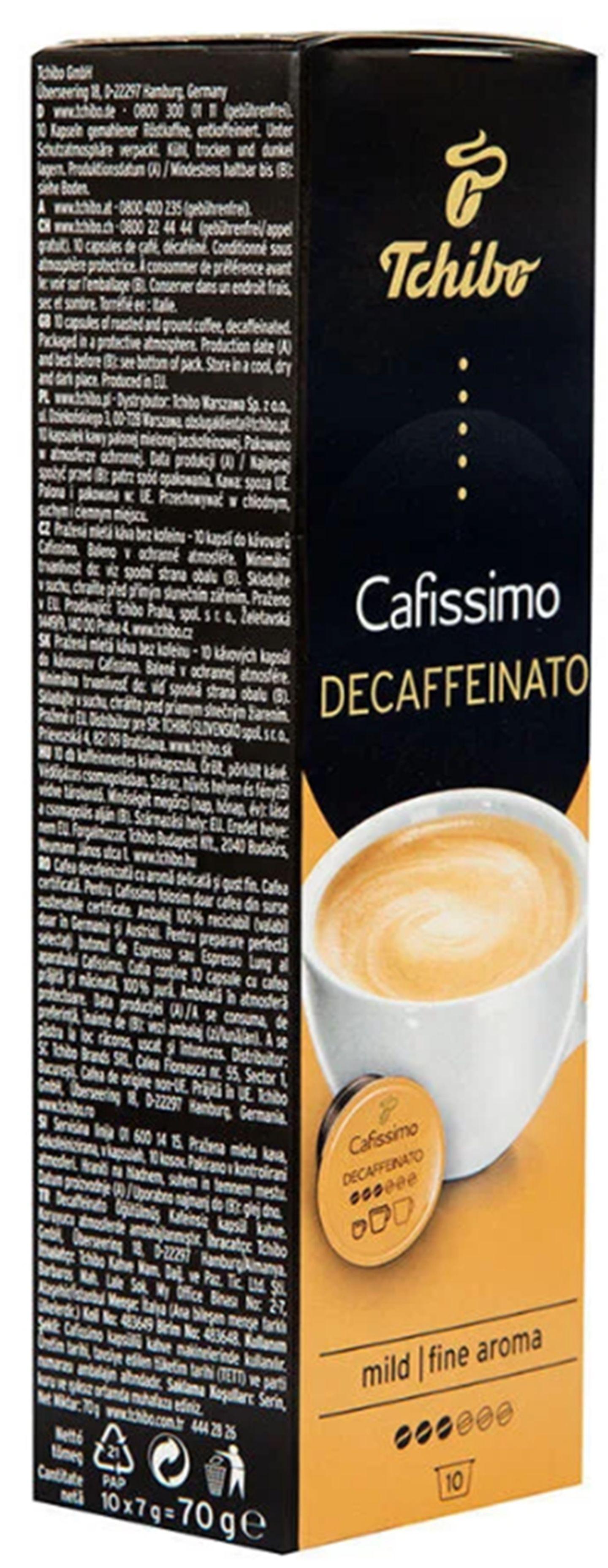 Kávékapszula Tchibo Cafissimo Decaffeinato - borostyánszínű, papír (0,075kg)