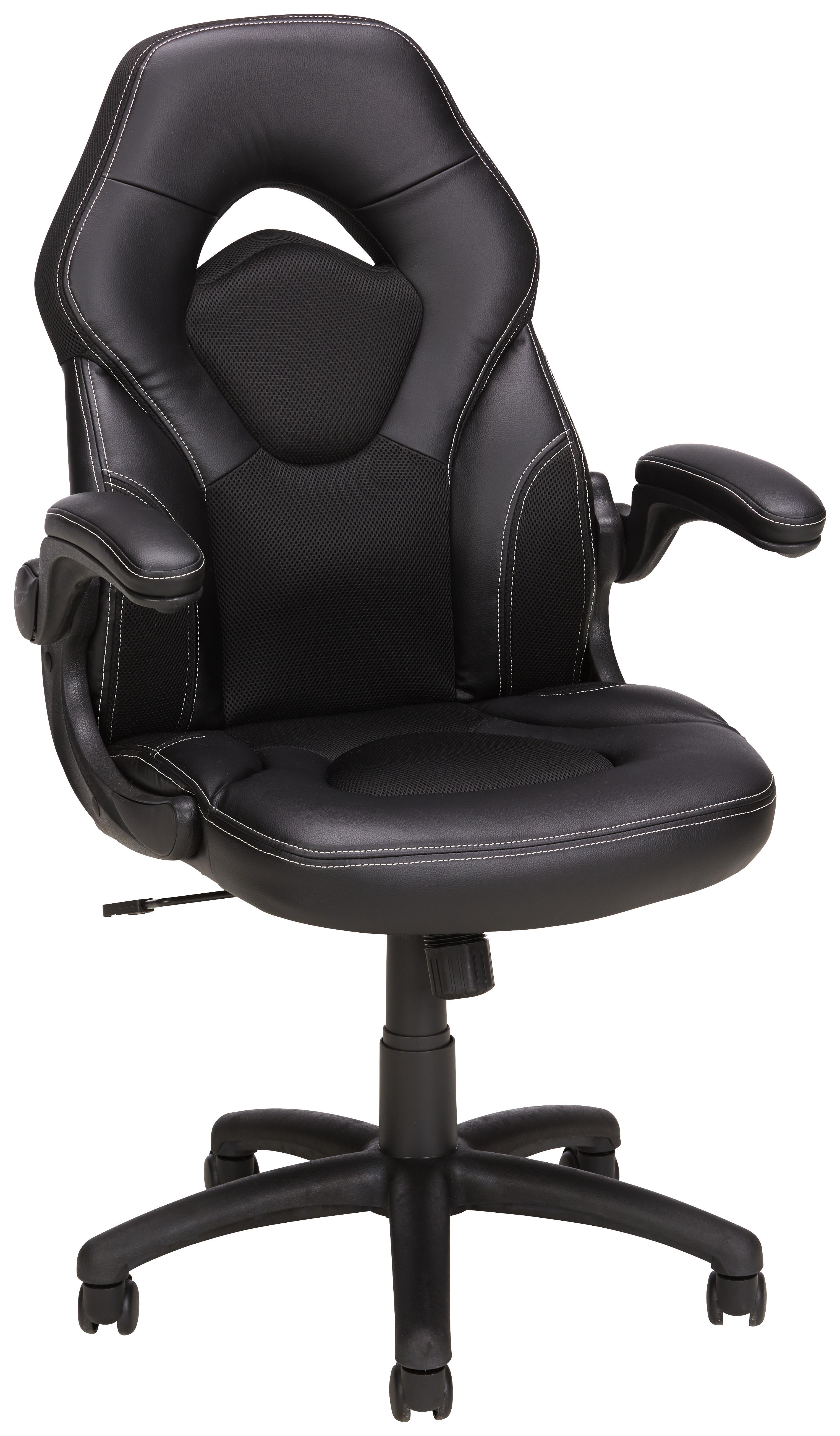 Drehstuhl in Schwarz - Schwarz/Weiß, MODERN, Kunststoff/Textil (61/106-116/64cm) - Modern Living