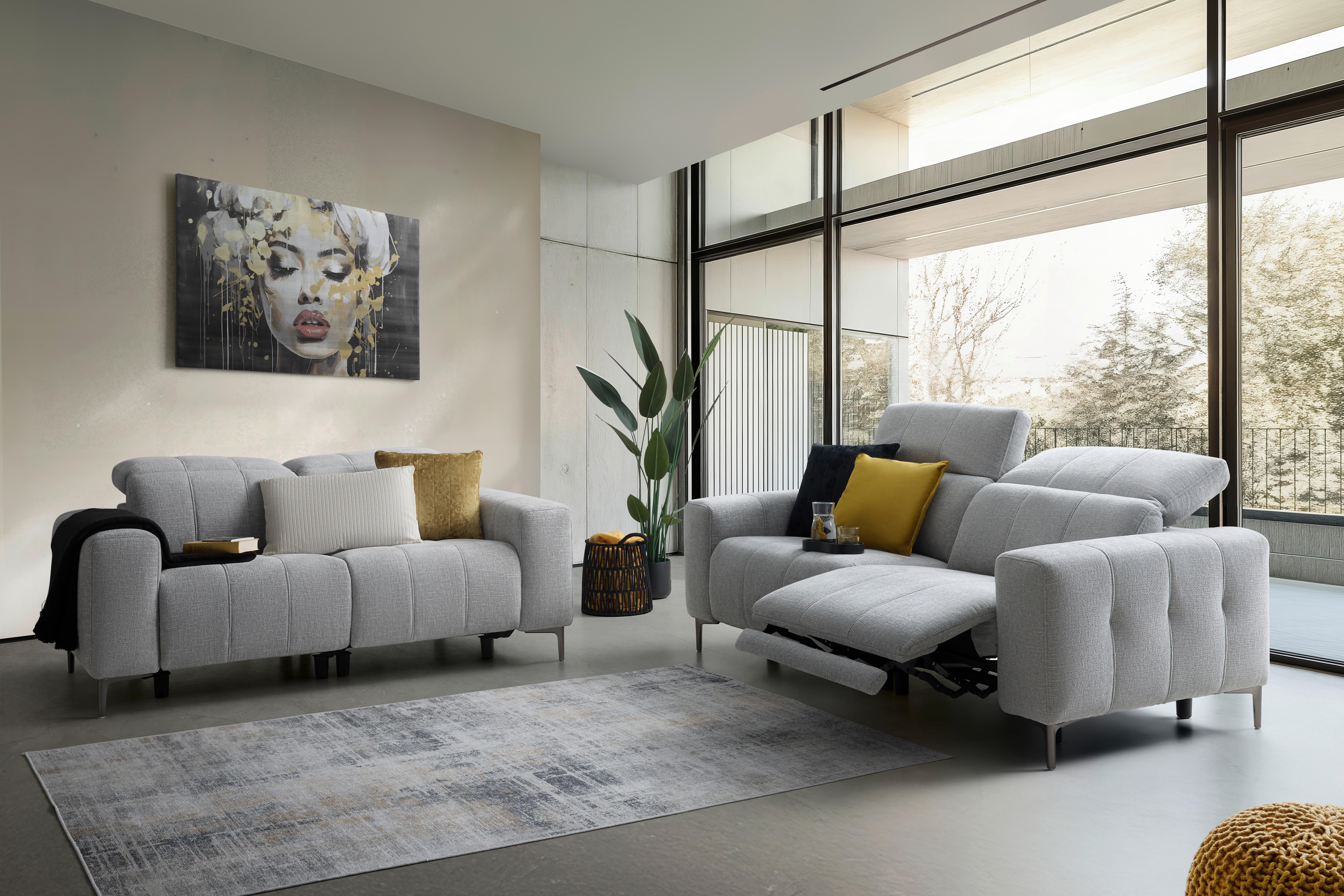2,5-SITS SOFFA ALVARO - mörkgrå/grå, Modern, metall/trä (220/79/109cm) - Mömax