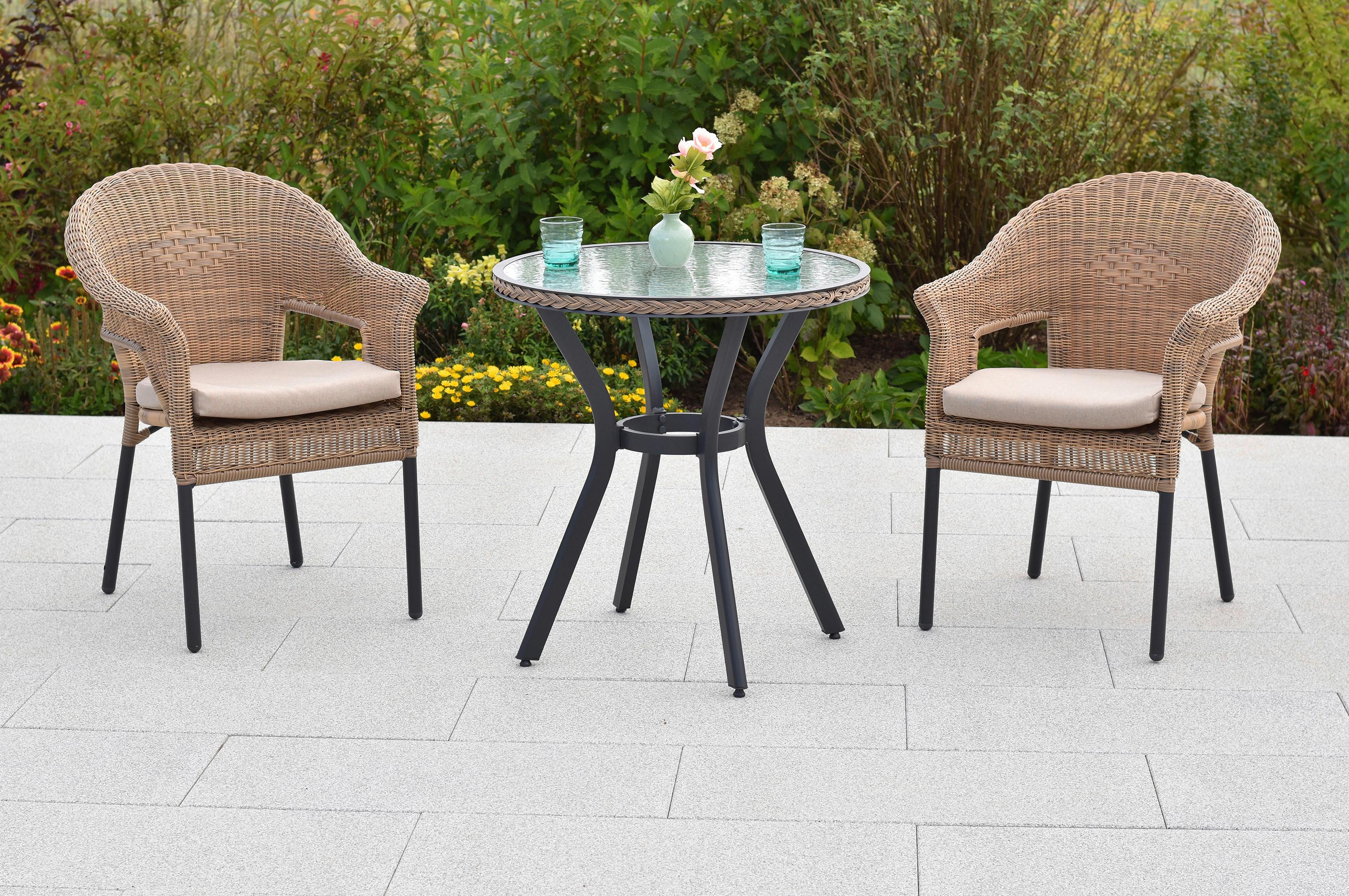 GARTENSET RAVENNA - Graphitfarben/Naturfarben, MODERN, Kunststoff/Textil - Gardenson