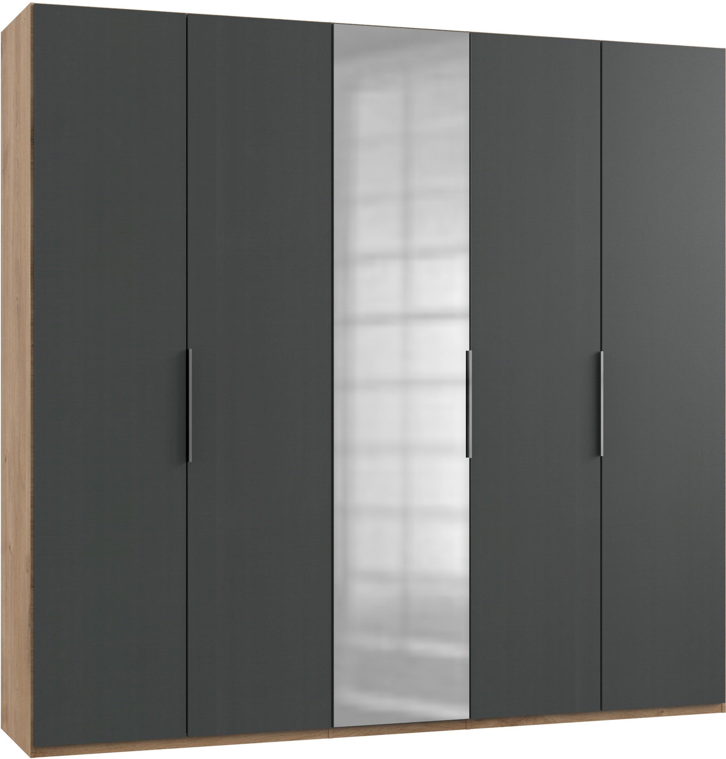 Drehtürenschrank Level 36A mit Spiegel ca.250cm Graphitfarben - Chromfarben/Eichefarben, MODERN, Holzwerkstoff (250/236/58cm) - MID.YOU