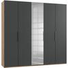 Drehtürenschrank Level 36A mit Spiegel ca.250cm Graphitfarben - Chromfarben/Eichefarben, MODERN, Holzwerkstoff (250/236/58cm) - MID.YOU