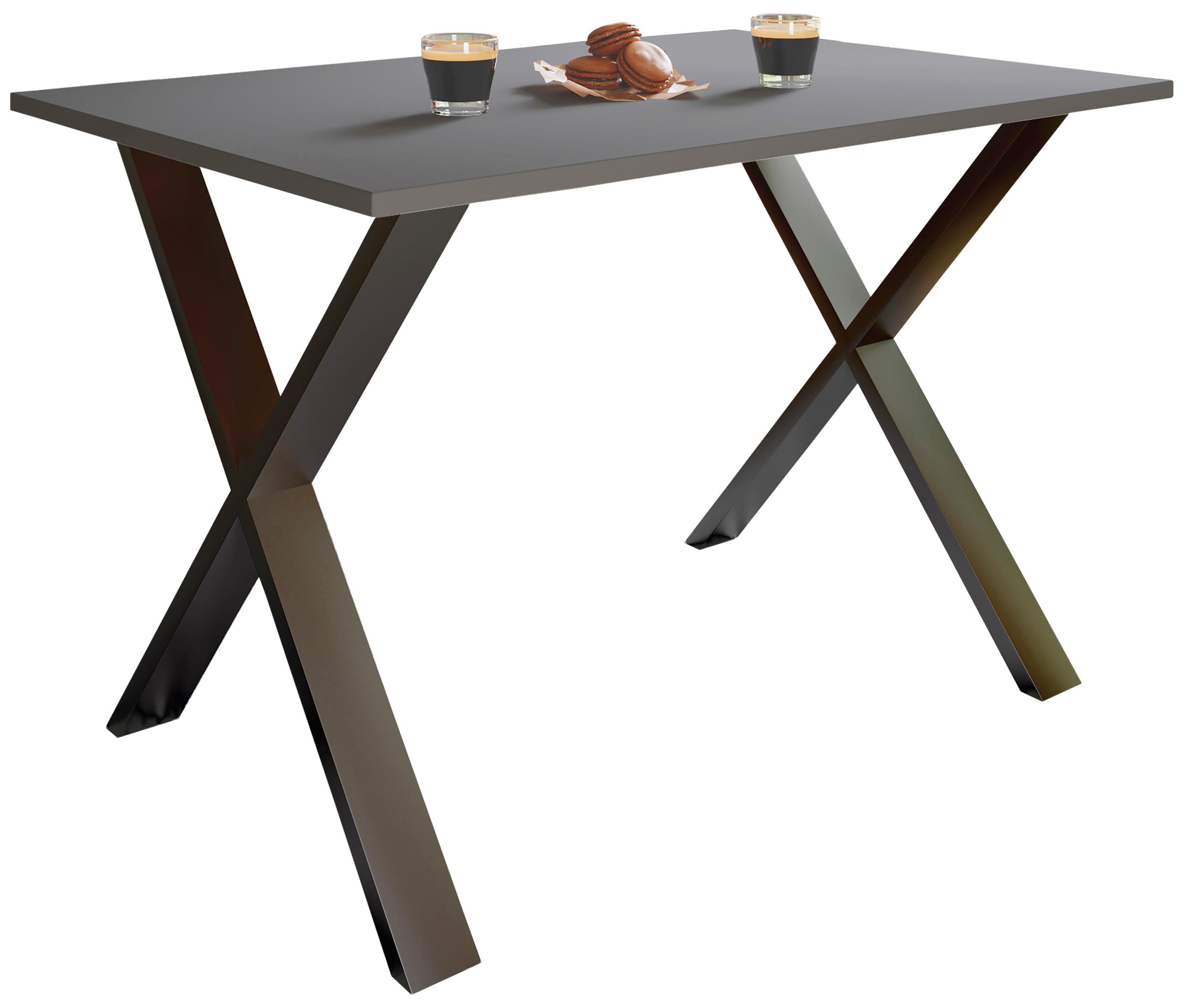 ESSTISCH XONA - Anthrazit/Schwarz, Basics, Holzwerkstoff/Metall (80/50/76cm) - MID.YOU