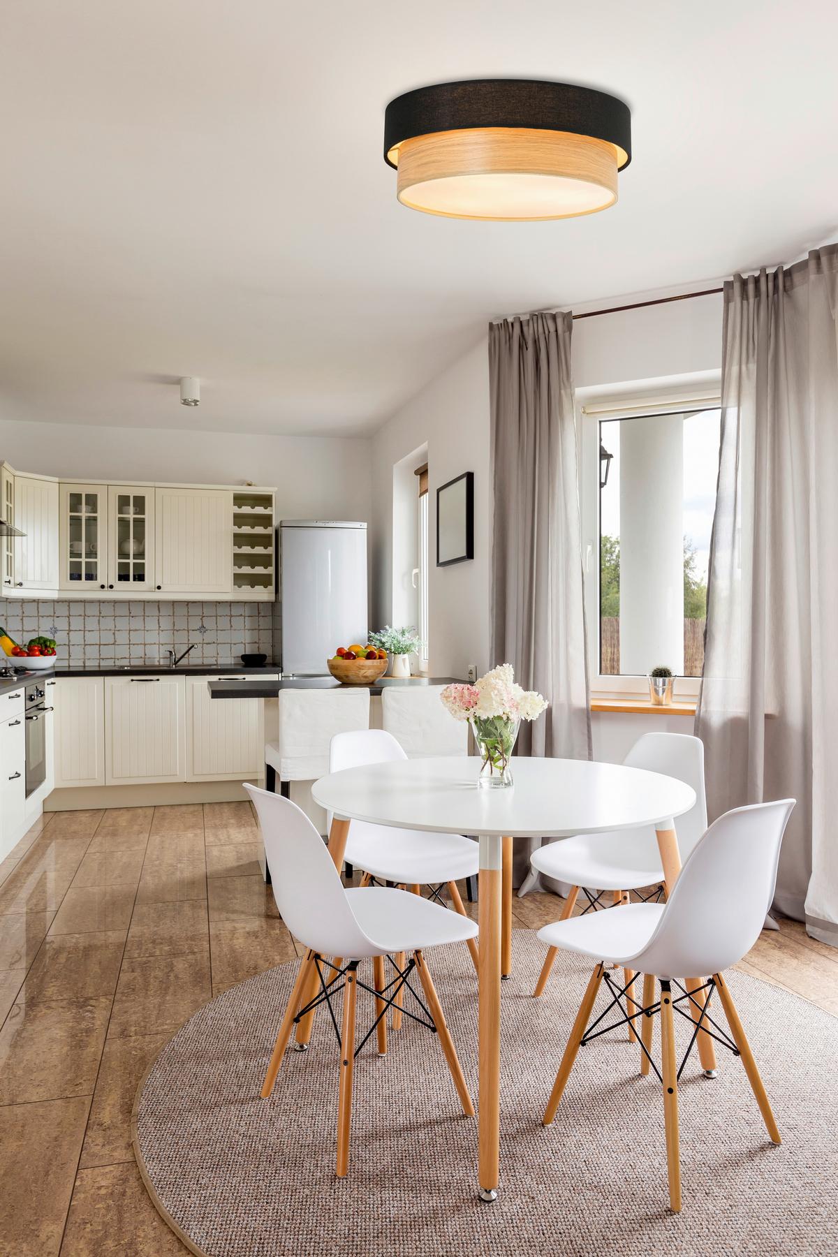 LAMPA SUFITOWA IRINA - kolor dębowy/czarny, Design, tworzywo sztuczne/metal (37/14cm) - Novel