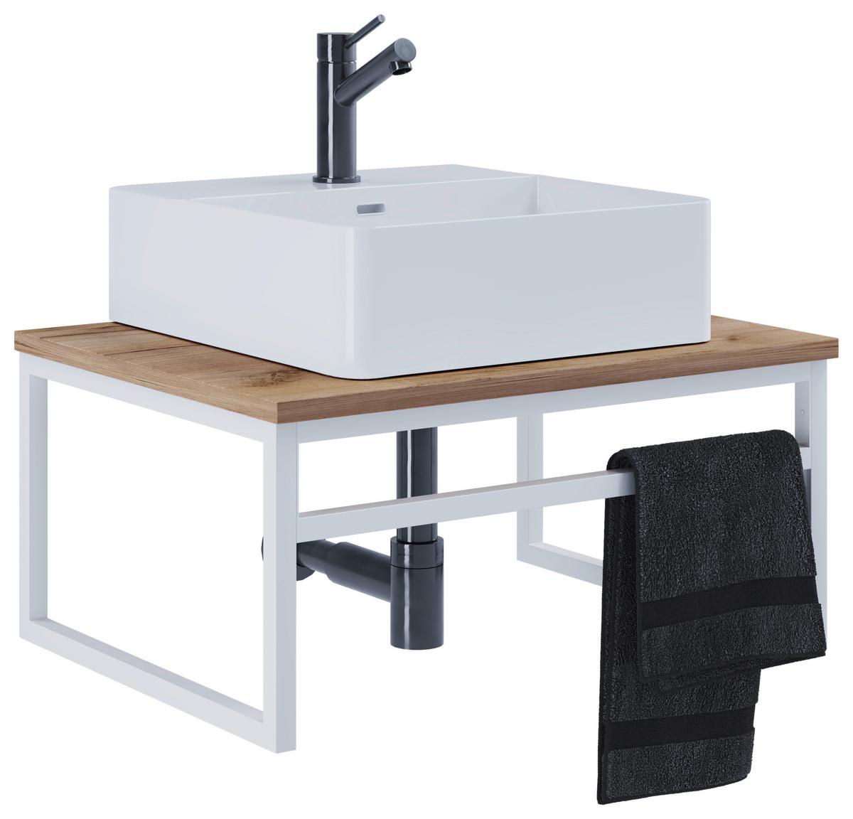 WASCHTISCHKOMBI 2-TLG. WASCHPLATZ "BITILA 60" - Honigeiche/Weiss, Modern, Keramik/Holzwerkstoff (60cm) - MID.YOU