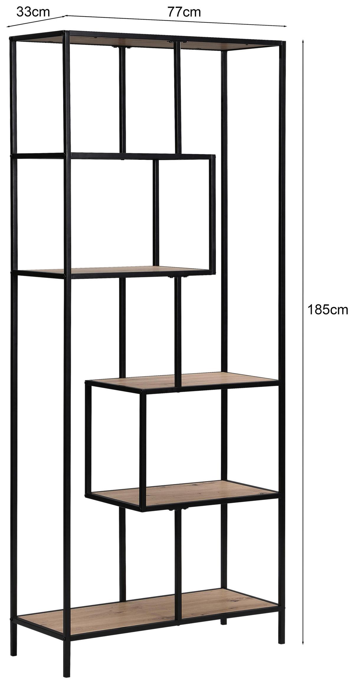 Polica Lilli 2 - prirodne boje/crna, Trend, drvni materijal/metal (77/185/33cm) - Modern Living