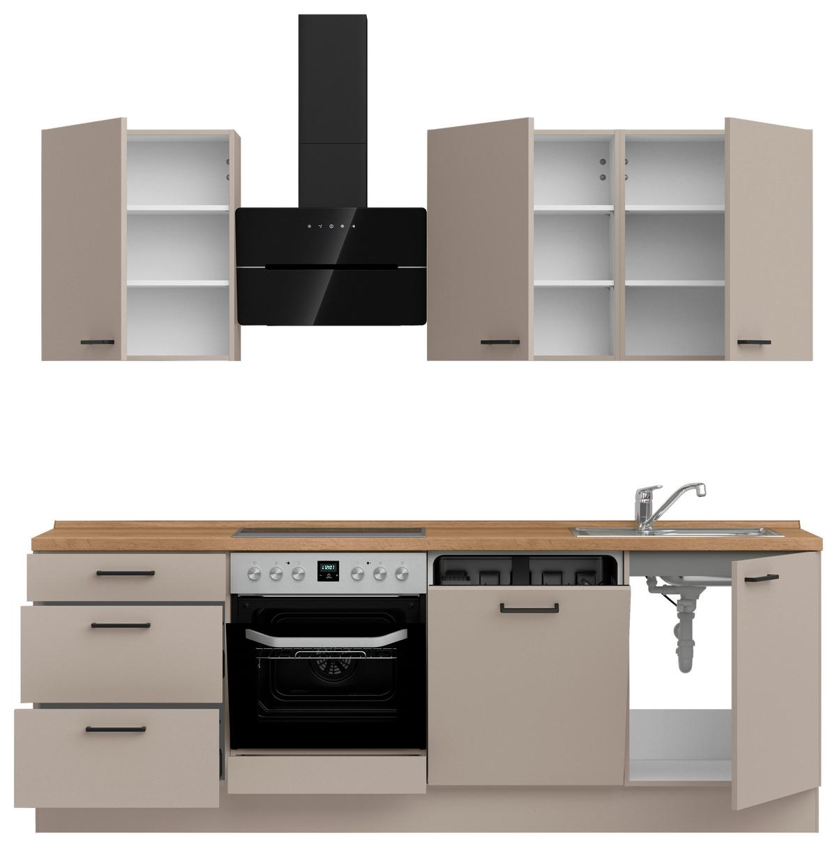 Küchenleerblock Easytouch High o. Geräte Sandfarben - Sandfarben/Eichefarben, MODERN, Holzwerkstoff/Metall (240cm) - Nobilia