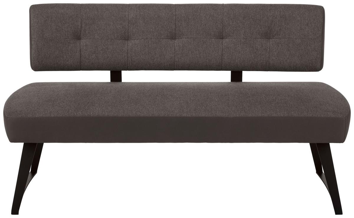Sitzbank in Dunkelgrau ca. 180cm - Dunkelgrau/Schwarz, Modern, Textil/Metall (180cm) - Premium Living