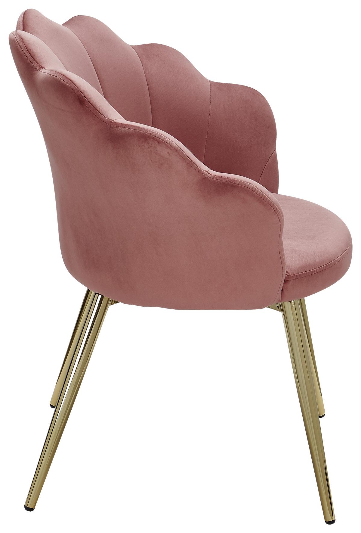 Naslanjač Wl6.284 - zlate barve/roza, Konvencionalno, kovina/tekstil (47,5/80/53cm) - MID.YOU