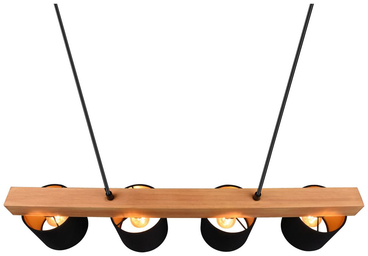 LAMPA WISZĄCA R30654002 CAMERON - czarny/kolor złoty, Design, drewno/tkanina (75/150/12cm) - P & B