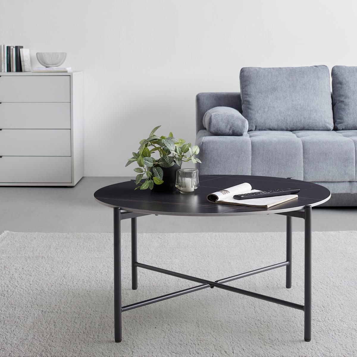 Măsuță de cafea MONZA - negru, Modern, ceramică/metal (80/80/43cm) - Modern Living