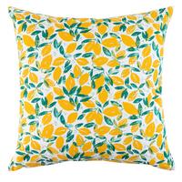Zierkissen Zitrone Gelb/Grün/Weiß ca. 45x45cm - Gelb/Weiß, Textil (45/45cm)