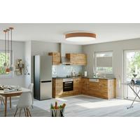Eckküche Winkelblock mit Geräten ca. 210x210 cm Eiche - Chromfarben/Schieferfarben, MODERN, Holzwerkstoff/Metall (210/210cm) - Held