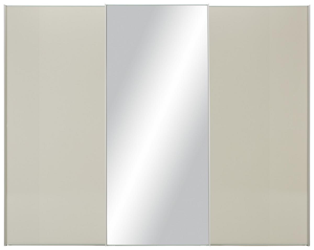Omara Z Drsnimi Vrati Sonate, Svetlo Siva, Peščena, 280 Cm - barve aluminija/peščene barve, Moderno, kovina/steklo (280/222/68cm) - Premium Living