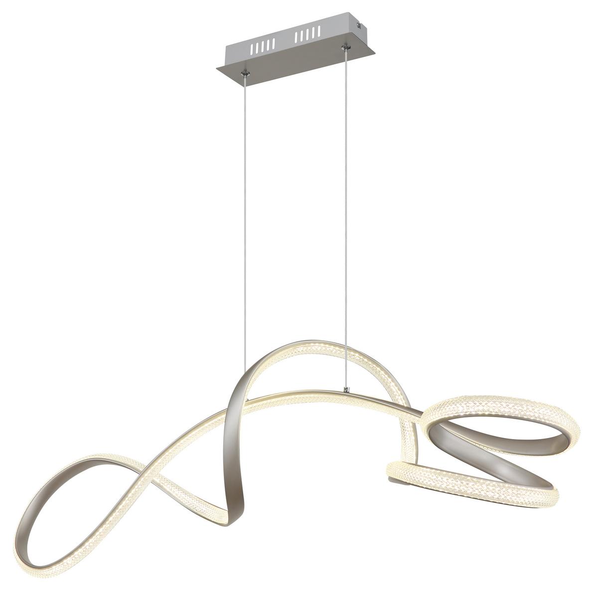 LED Függőlámpa 67341n Swirl - nikkelszínű/átlátszó, Design, műanyag/fém (108/33/120cm) - Globo