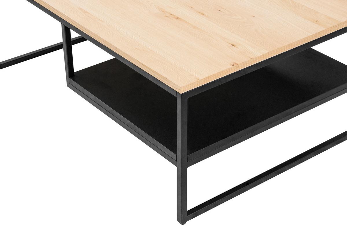 STOLIK KAWOWY TACOMA - kolor dębowy/czarny, Design, materiał drewnopochodny/metal (110/70/45cm) - MID.YOU