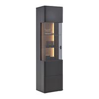 Vitrina Carreto - črna/barve hrasta, Moderno, kovina/steklo (50/191/38cm) - Premium Living