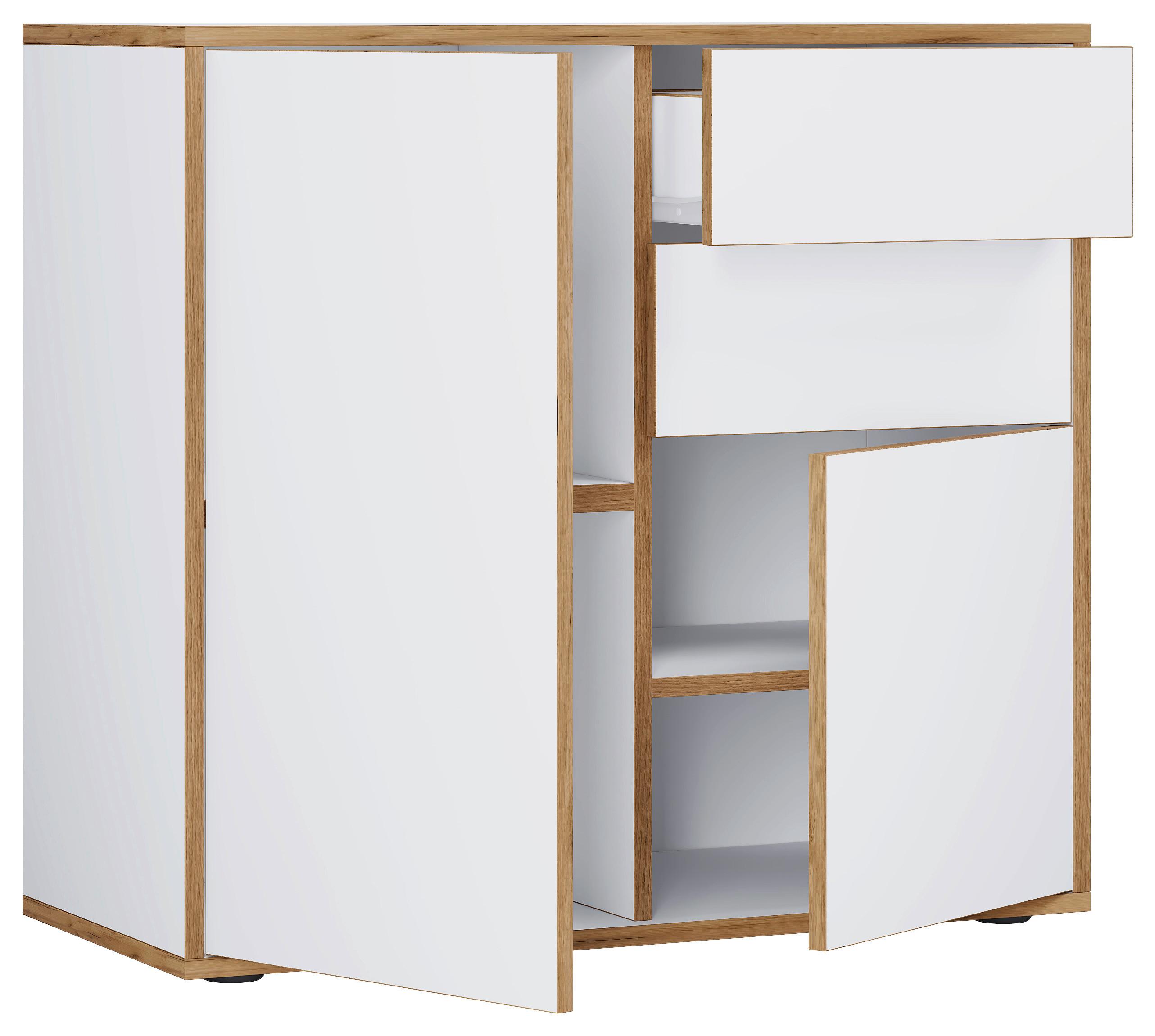 KOMMODE SALIA B80 - Honigeiche/Weiss, Design, Holzwerkstoff/Kunststoff (79/74/33cm) - MID.YOU