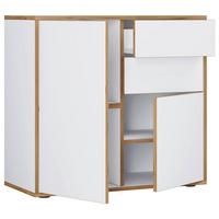 Komoda Salia B80, Bela, Barva Hrasta - črna/bela, Design, umetna masa/leseni material (79/74/33cm) - MID.YOU