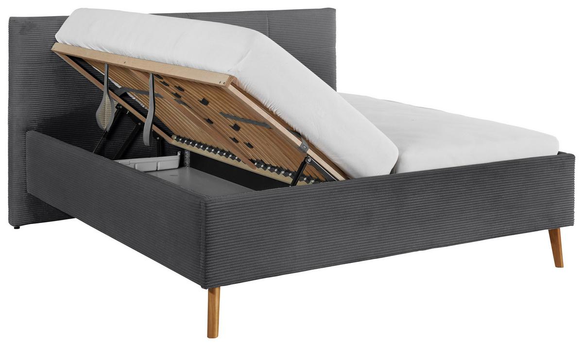 Polsterbett Meila inkl. Stauraum, ca. 160x200cm - Eichefarben/Birkefarben, KONVENTIONELL, Holz/Textil (160/200cm) - Premium Living