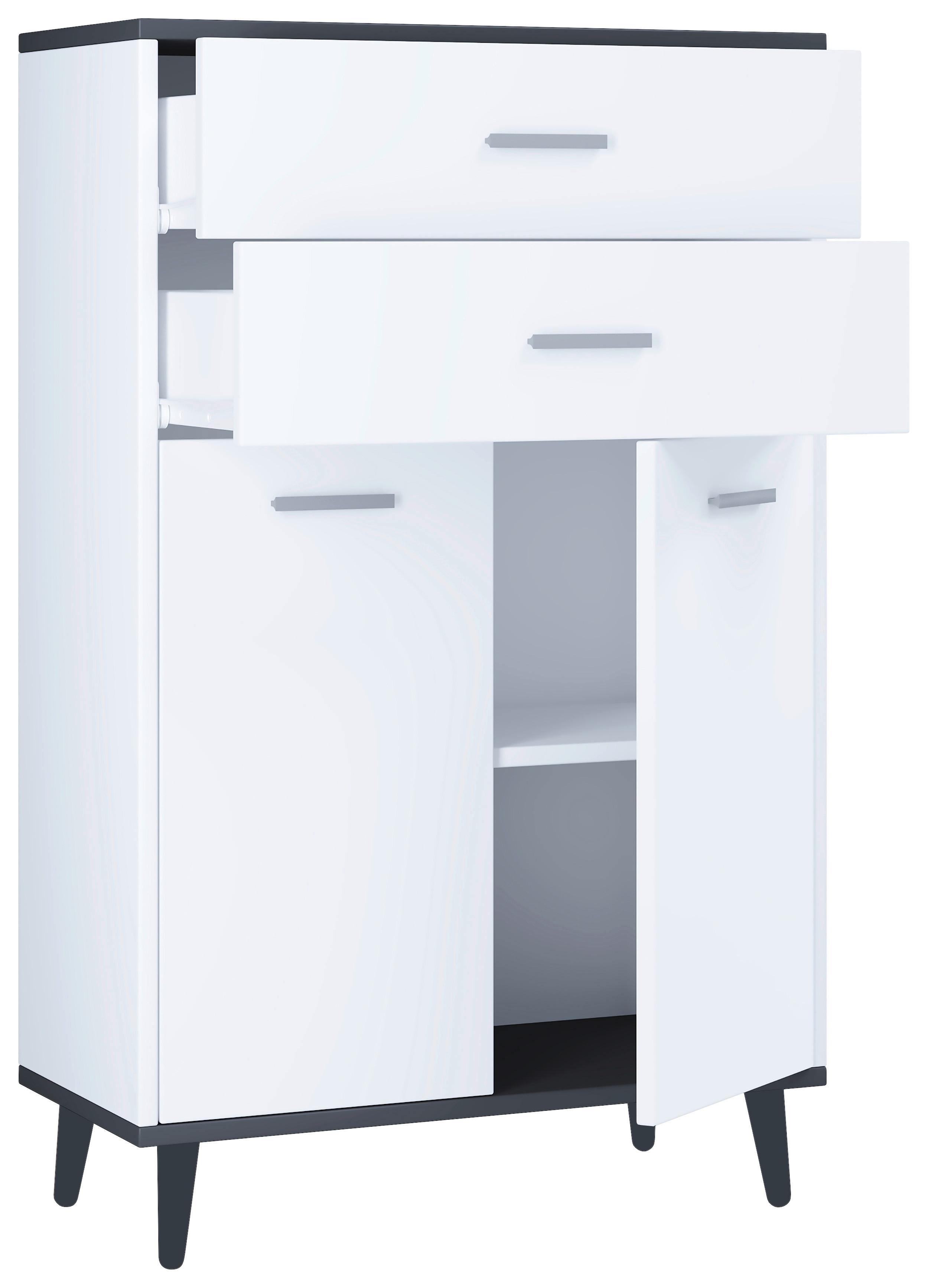 Kommode Landos ca. 60x97 cm Anthrazit/Weiß - Anthrazit/Weiß, MODERN, Holzwerkstoff/Kunststoff (60/97/28cm) - MID.YOU