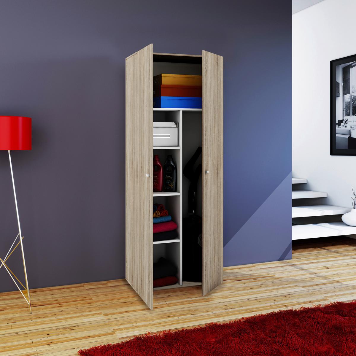 Mehrzweckschrank Vandol ca. 70x178x40 cm Eichefarben - Eichefarben/Silberfarben, Basics, Holzwerkstoff/Kunststoff (70/178/40cm) - MID.YOU