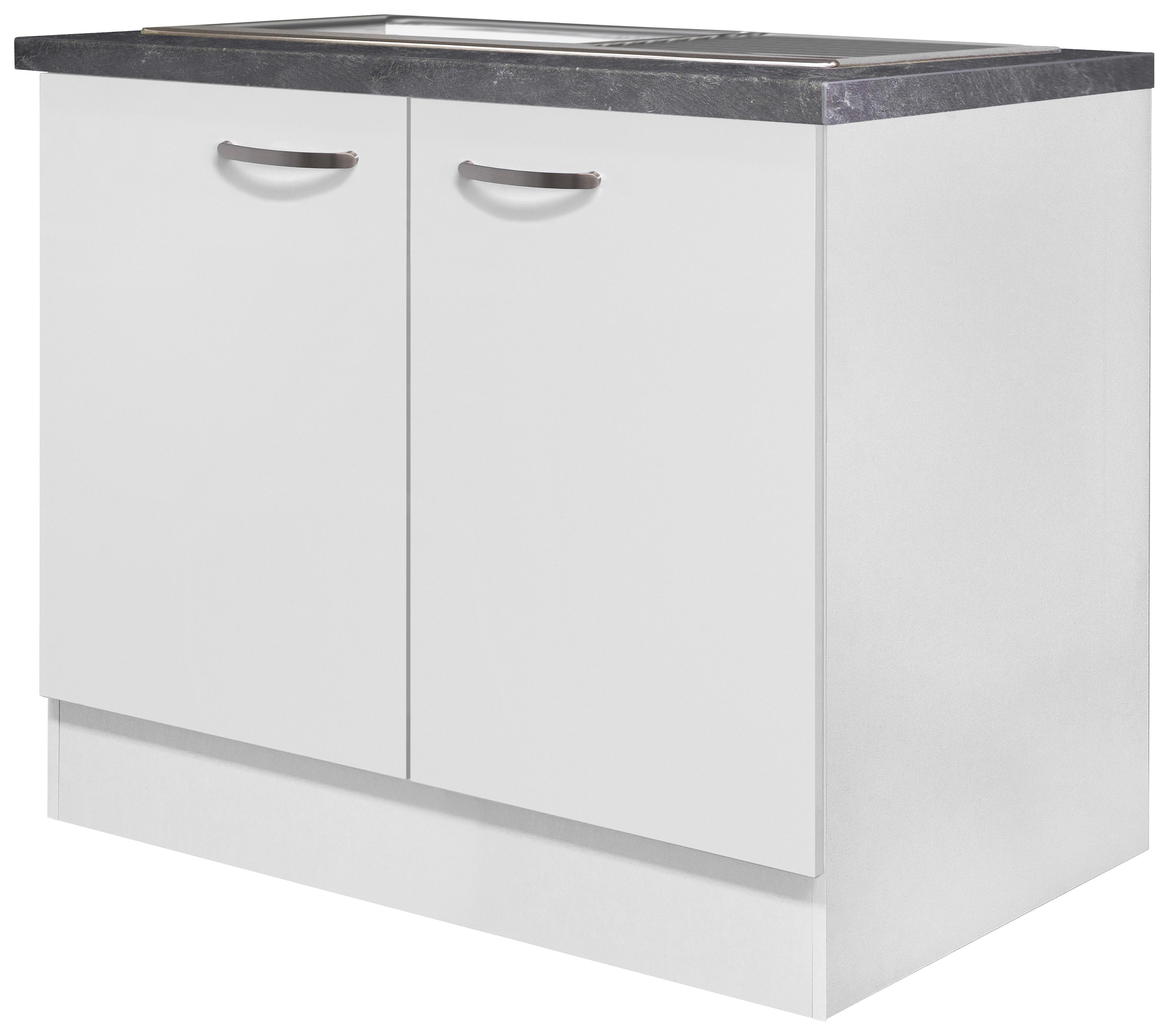 Spodnja Omarica Za Korito Alba, Bela, Š. 100 Cm - barve nerjavečega jekla/bela, Moderno, kovina/leseni material (100/86/57cm) - FlexWell