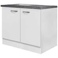 Spodnja Omarica Za Korito Alba, Bela, Š. 100 Cm - barve nerjavečega jekla/bela, Moderno, kovina/leseni material (100/86/57cm) - FlexWell