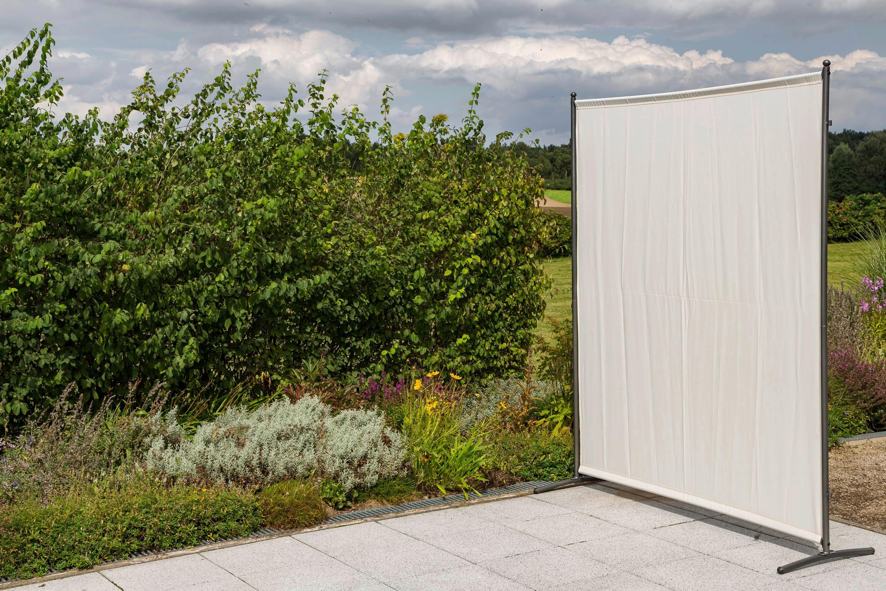 Sichtschutz Textil Silber/Beige - Beige/Silberfarben, KONVENTIONELL, Textil/Metall (155/188/50cm) - Gardenson