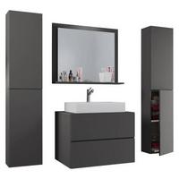 Badezimmer Lendas 5-tlg. ca. 127 cm Anthrazit - Anthrazit/Weiß, MODERN, Keramik/Holzwerkstoff (127cm) - MID.YOU