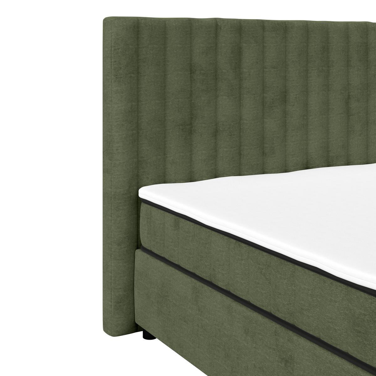 Box Krevet Maya C - maslinasto zelena/crna, Moderno, drvni materijal/drvo (200/220cm) - Based