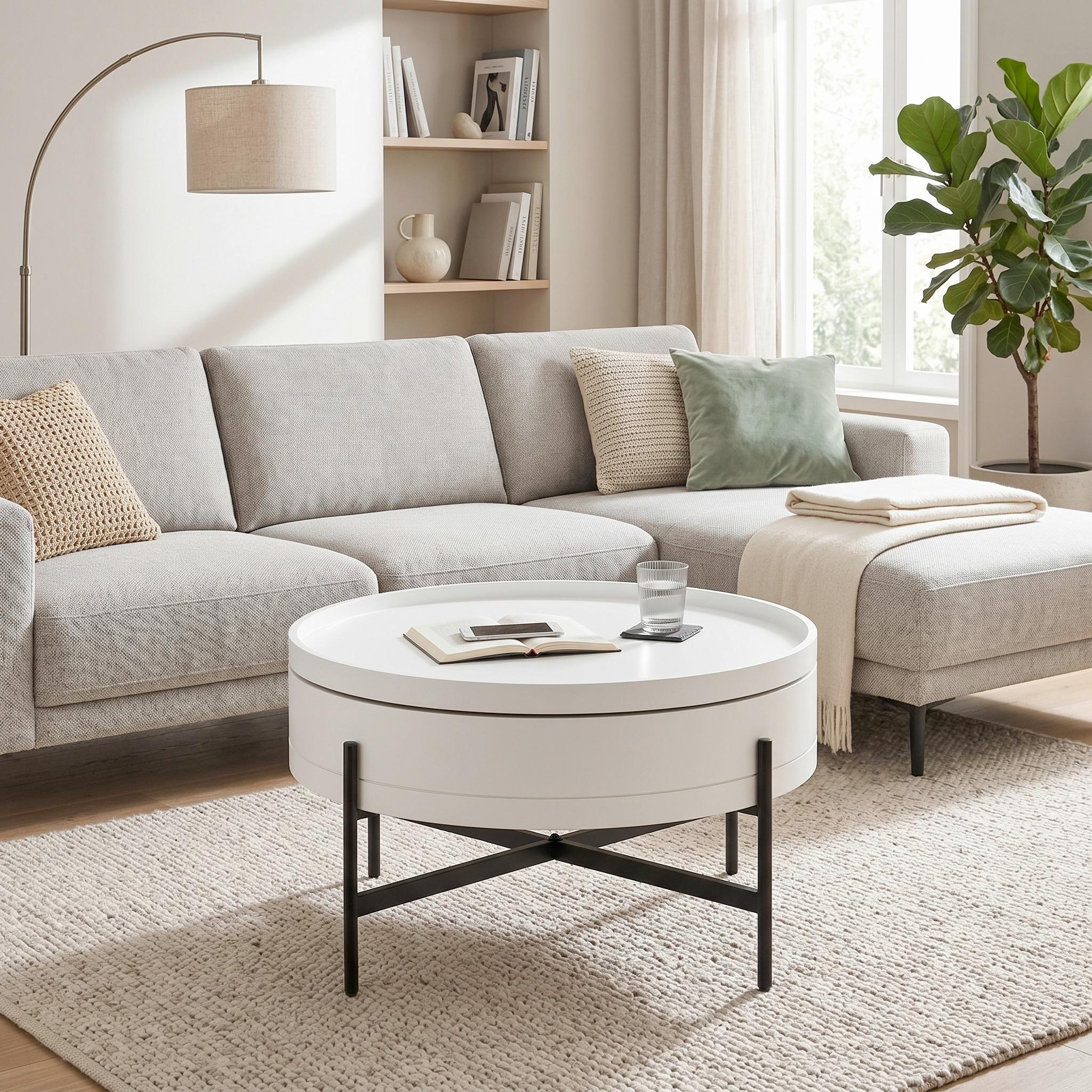 SOFFBORD MALABO - vit/svart, Modern, metall/trämaterial (80/45/80cm) - Premium Living