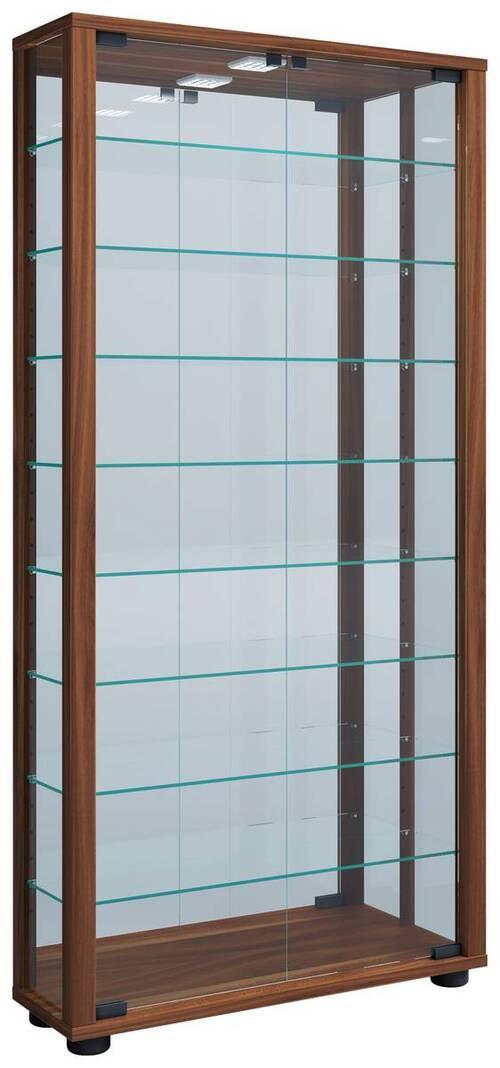 Hängevitrine Vitrosa ca. 59x114x18 cm Nussbaumfarb. - Nussbaumfarben/Schwarz, MODERN, Glas/Holzwerkstoff (59/114,3/18cm) - MID.YOU