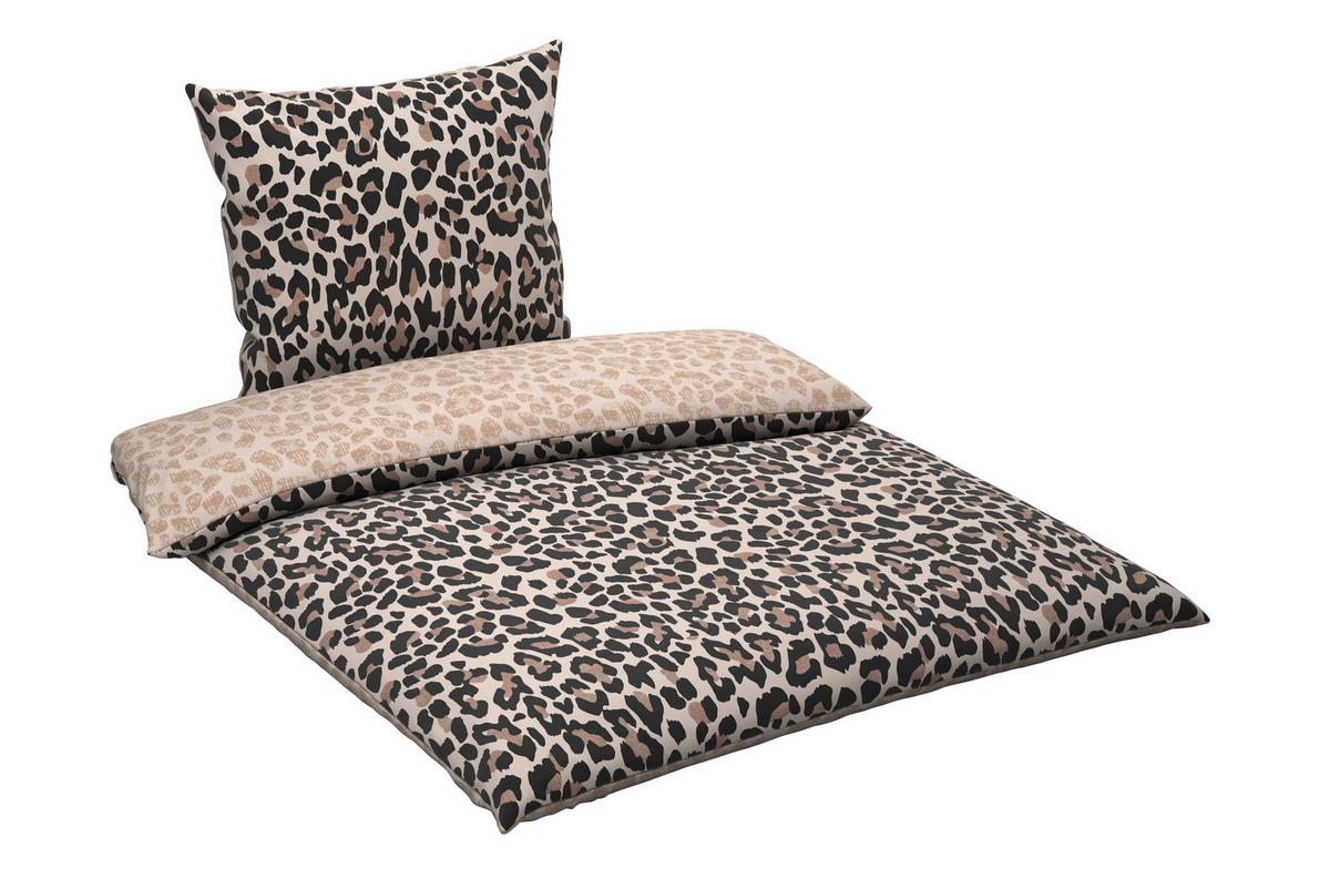 POŚCIEL DWUSTRONNA LION - masa perłowa/brązowy, tkanina (135/200cm) - Novel