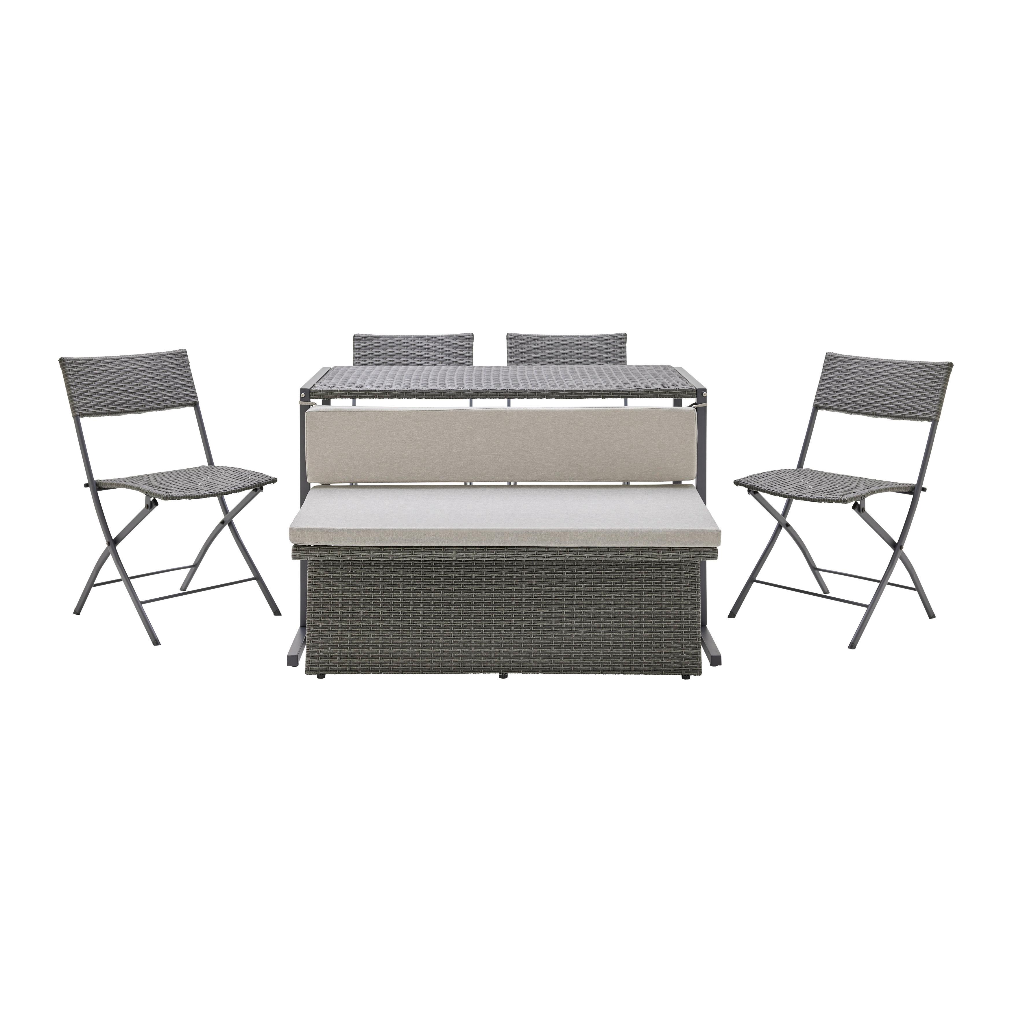 Loungeset Mario Grau Metall/Kunststoff Modular - Hellgrau/Grau, MODERN, Kunststoff/Textil (120/75/105cm) - Bessagi Garden