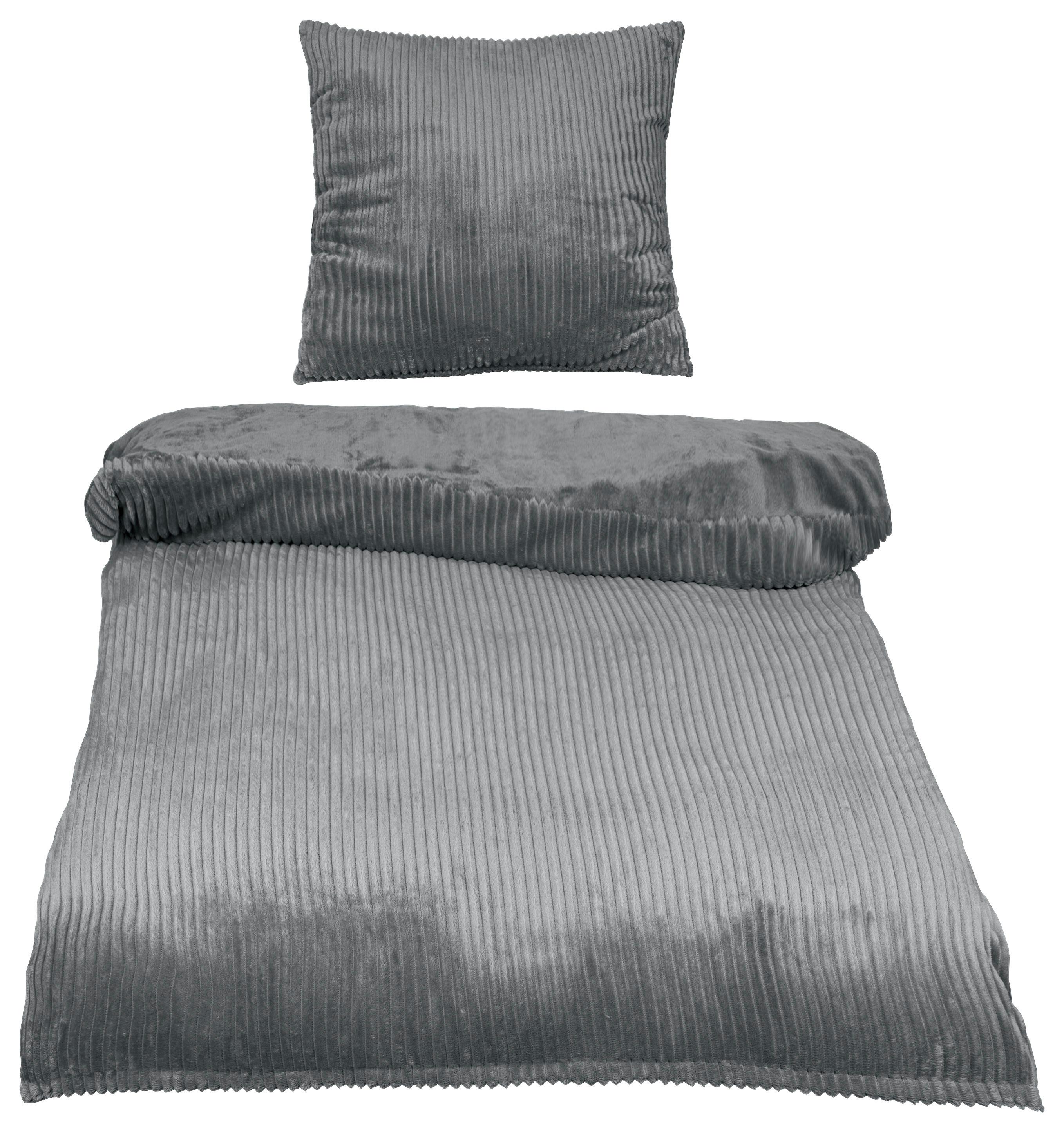 Lenjerie de pat Cordy, cca. 140x200/70x90 cm - gri, textil (140/200cm) - Modern Living