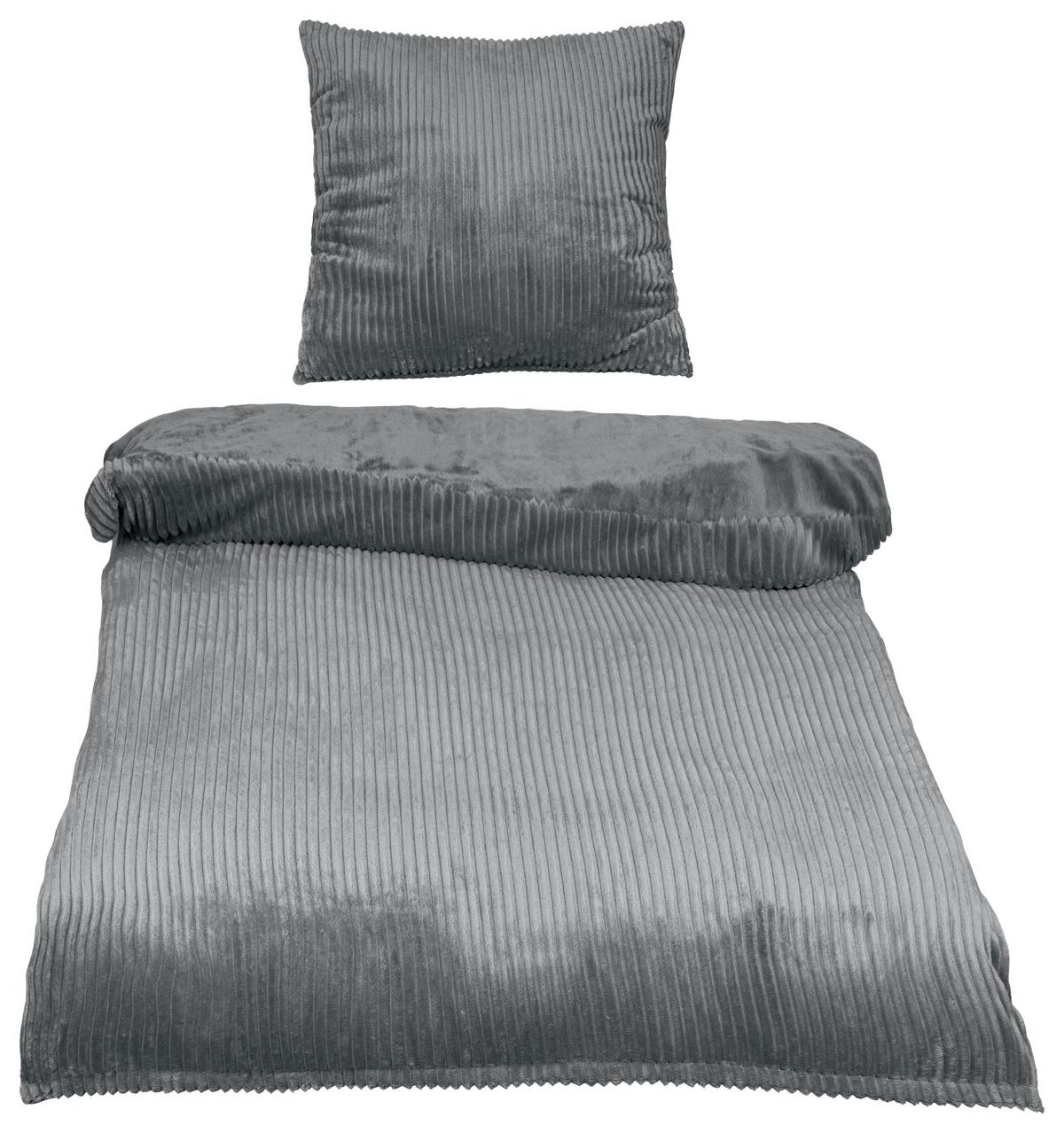 Lenjerie de pat Cordy, cca. 140x200/70x90 cm - gri, textil (140/200cm) - Modern Living