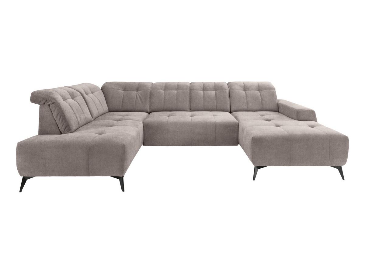 WOHNLANDSCHAFT SANO - Taupe/Schwarz, MODERN, Textil/Metall (200/337/180cm) - Livetastic