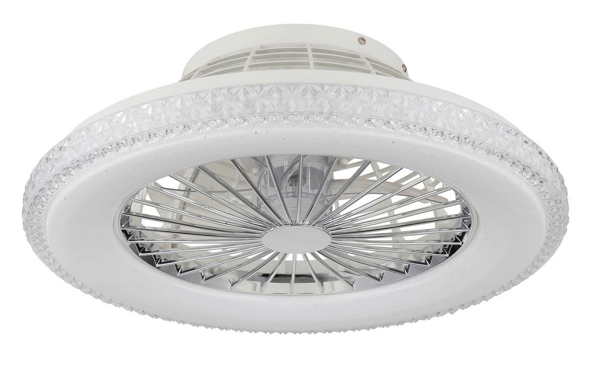 Stropni Ventilator 03654 - barve kroma/bela, Basics, kovina/umetna masa (50/17,5cm) - Globo