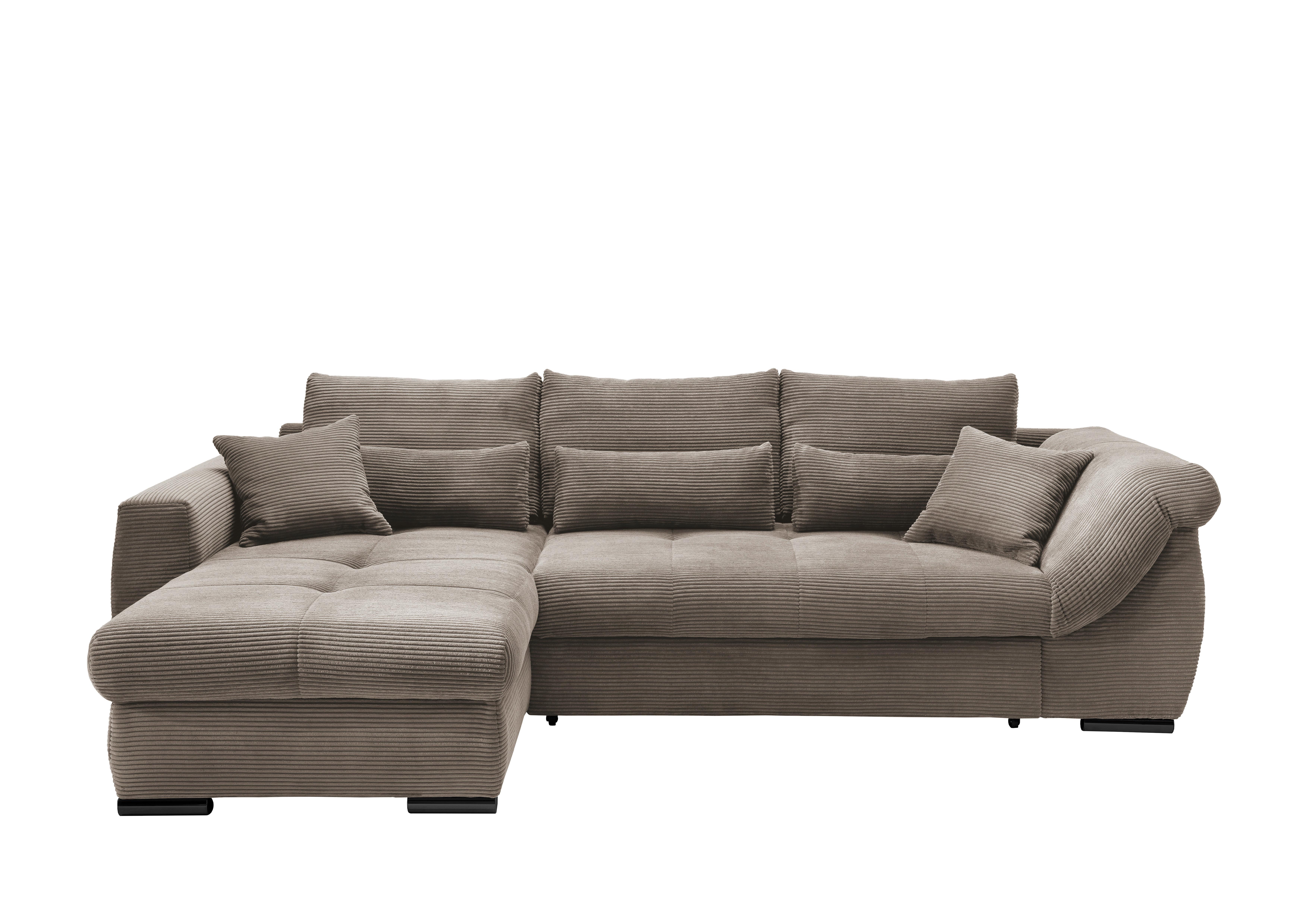 Wohnlandschaft Frederico Graubraun Cord - Graubraun/Schwarz, MODERN, Textil/Metall (188/302cm) - MID.YOU