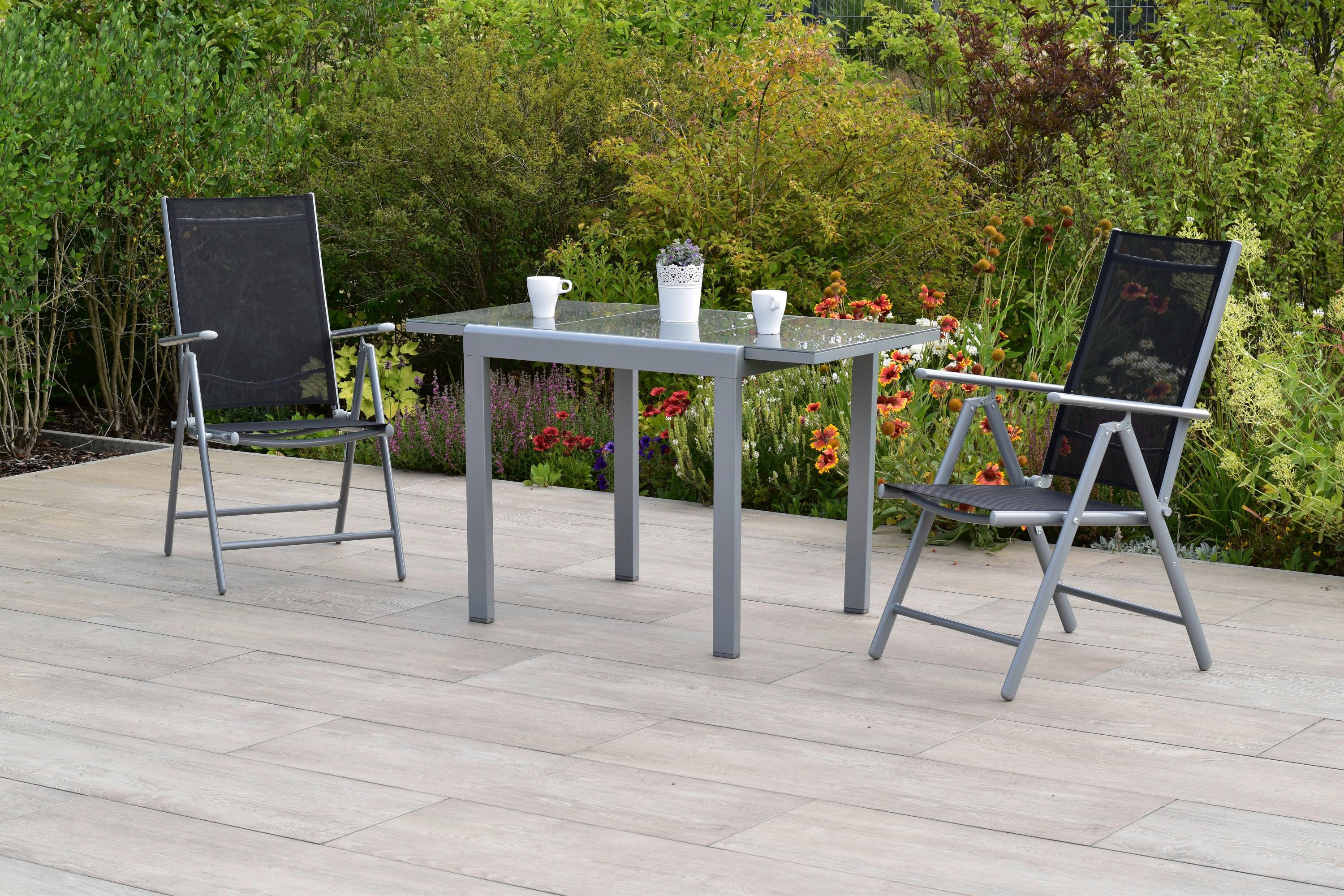 GARTENSET AMALFI - Silberfarben/Schwarz, MODERN, Metall - Gardenson