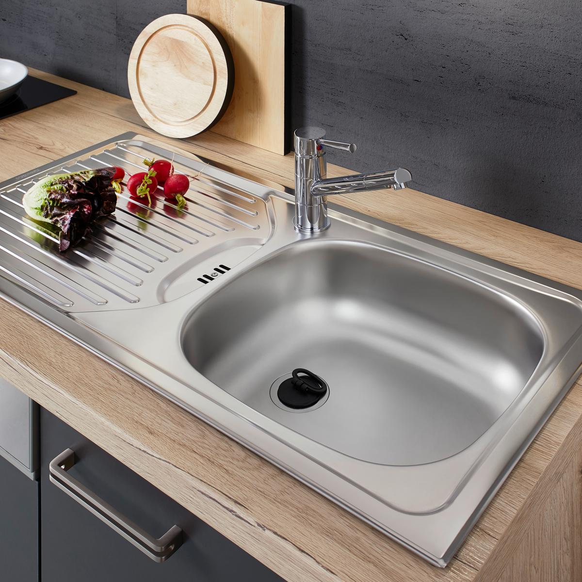 Bucatarie standard MILANO - culoare lemn stejar/antracit, Modern, material pe bază de lemn (270cm) - FlexWell